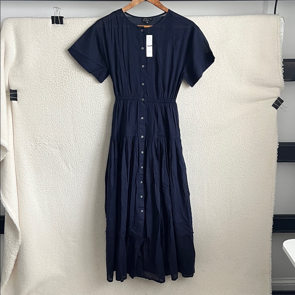 J Crew Navy Blue Pintuck shirtdress‎ in cotton voile Womens XXS - Picture 2 of 5